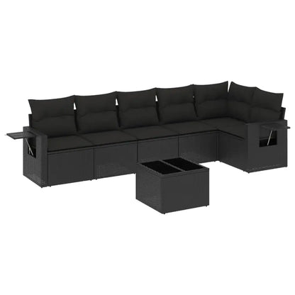 Set Divani da Giardino con Cuscini 7pz Nero Polyrattan - homemem39