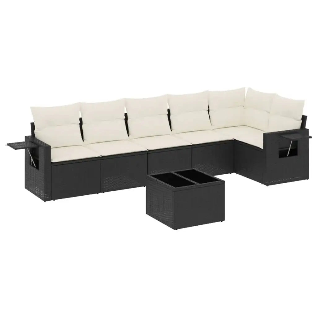 Set Divani da Giardino con Cuscini 7pz Nero Polyrattan - homemem39