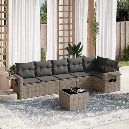 Set Divani da Giardino 7 pz con Cuscini Grigio in Polyrattan - homemem39
