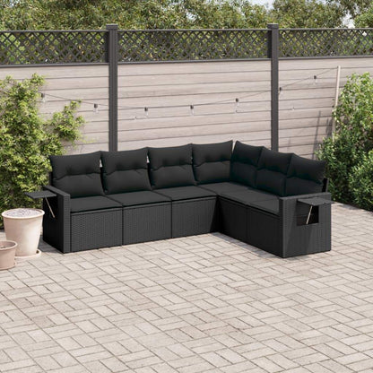 Set Divano da Giardino 6 pz con Cuscini Nero in Polyrattan - homemem39