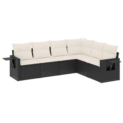 Set Divano da Giardino 6 pz con Cuscini Nero in Polyrattan - homemem39