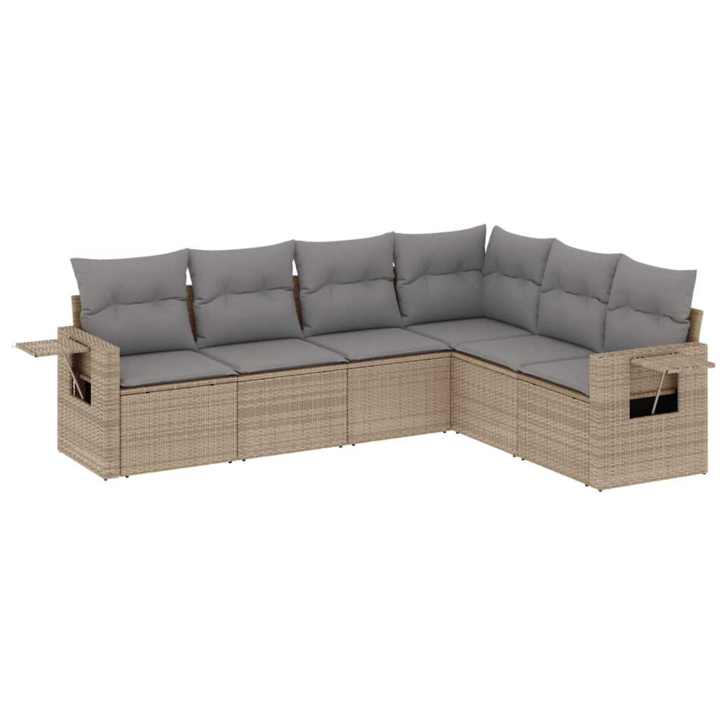 Set Divano da Giardino 6 pz con Cuscini Beige in Polyrattan - homemem39