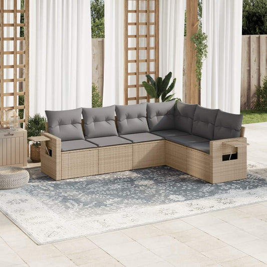 Set Divano da Giardino 6 pz con Cuscini Beige in Polyrattan - homemem39