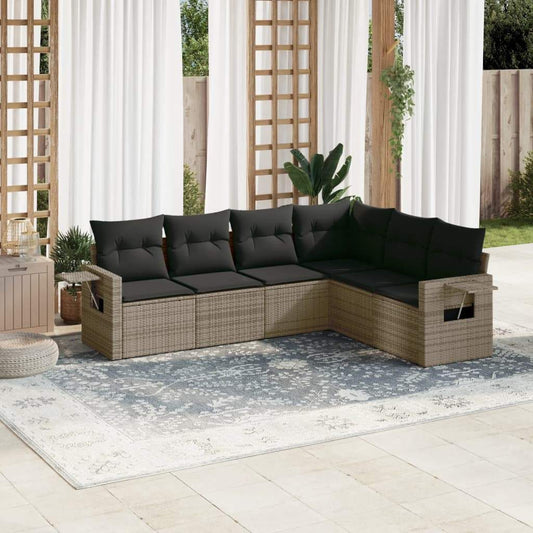 Set Divano da Giardino 6 pz con Cuscini Grigio in Polyrattan - homemem39