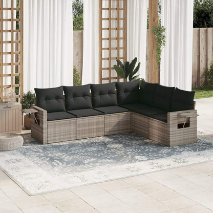 Set Divano da Giardino 6pz con Cuscini Grigio Chiaro Polyrattan - homemem39