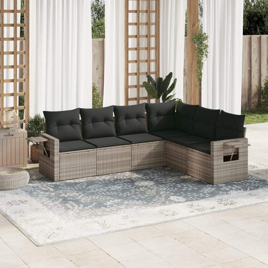 Set Divano da Giardino 6pz con Cuscini Grigio Chiaro Polyrattan - homemem39