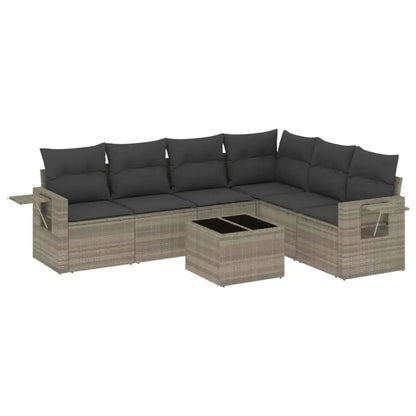 Set Divani da Giardino 7pz con Cuscini Grigio Chiaro Polyrattan - homemem39
