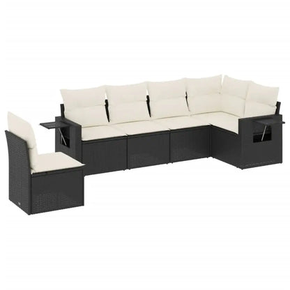 Set Divano da Giardino 6 pz con Cuscini Nero in Polyrattan - homemem39