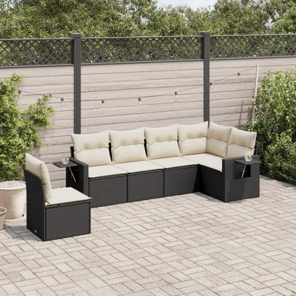 Set Divano da Giardino 6 pz con Cuscini Nero in Polyrattan - homemem39