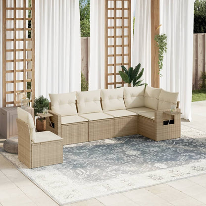 Set Divano da Giardino 6 pz con Cuscini Beige in Polyrattan | homemem39