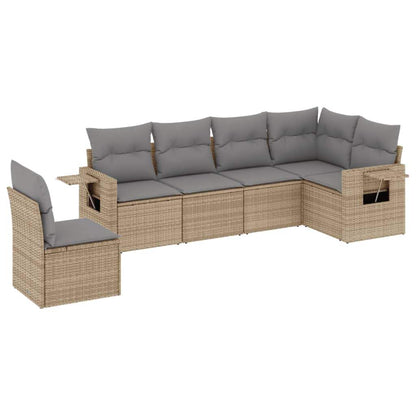Set Divano da Giardino 6 pz con Cuscini Beige in Polyrattan - homemem39