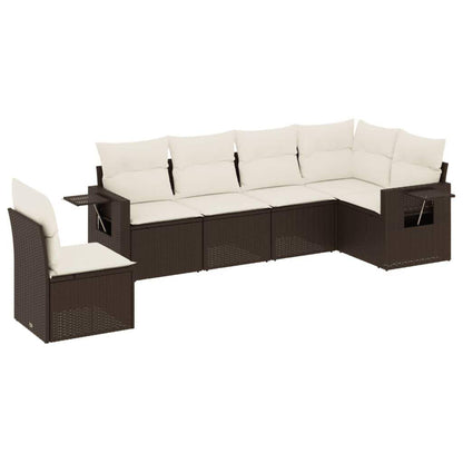 Set Divano da Giardino 6 pz con Cuscini Marrone in Polyrattan - homemem39