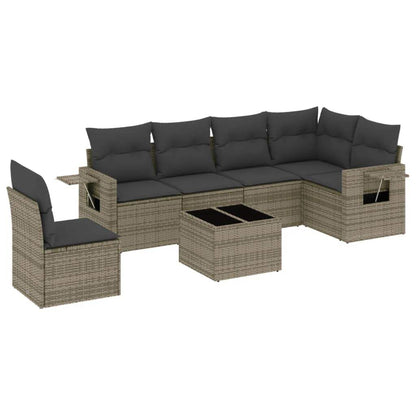 Set Divani da Giardino 7 pz con Cuscini Grigio in Polyrattan - homemem39
