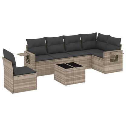 Set Divani da Giardino 7pz con Cuscini Grigio Chiaro Polyrattan - homemem39