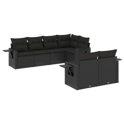 Set Divani da Giardino con Cuscini 7pz Nero Polyrattan - homemem39