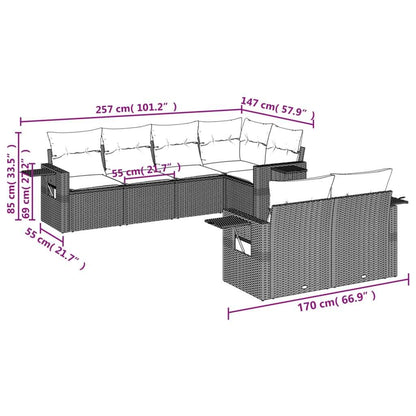 Set Divani da Giardino con Cuscini 7pz Nero Polyrattan - homemem39