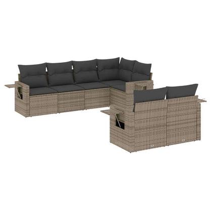 Set Divani da Giardino 7 pz con Cuscini Grigio in Polyrattan - homemem39