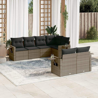 Set Divani da Giardino 7 pz con Cuscini Grigio in Polyrattan - homemem39