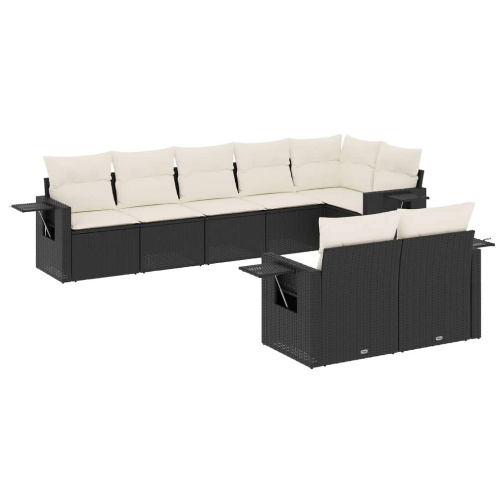 Set Divani da Giardino con Cuscini 8 pz Nero in Polyrattan - homemem39