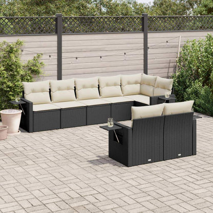 Set Divani da Giardino con Cuscini 8 pz Nero in Polyrattan - homemem39