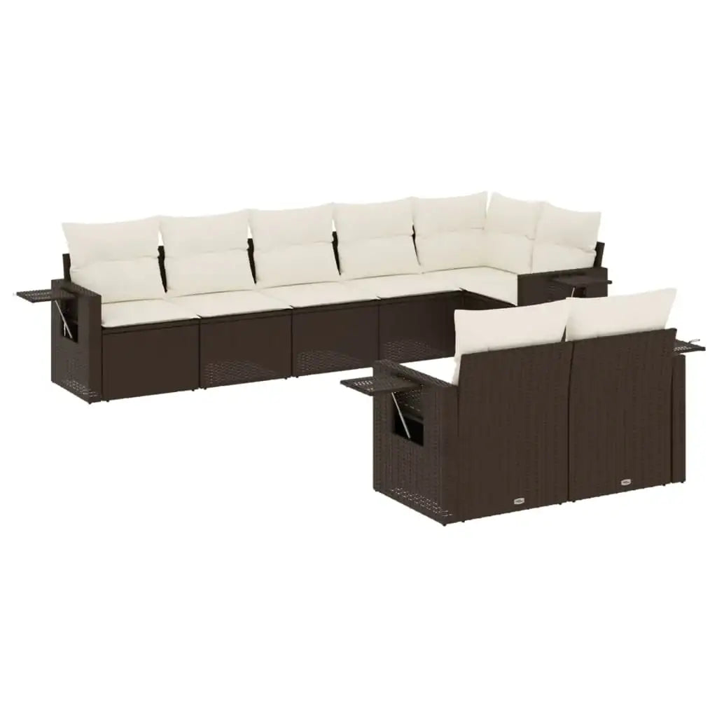 Set Divani da Giardino 8 pz con Cuscini Marrone in Polyrattan - homemem39