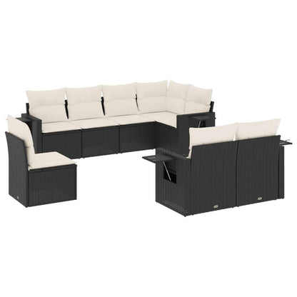 Set Divani da Giardino con Cuscini 8 pz Nero in Polyrattan - homemem39
