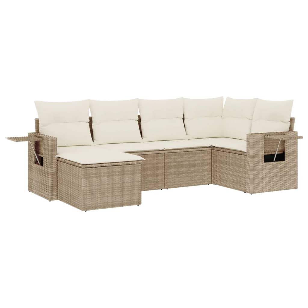 Set Divano da Giardino 6 pz con Cuscini Beige in Polyrattan - homemem39