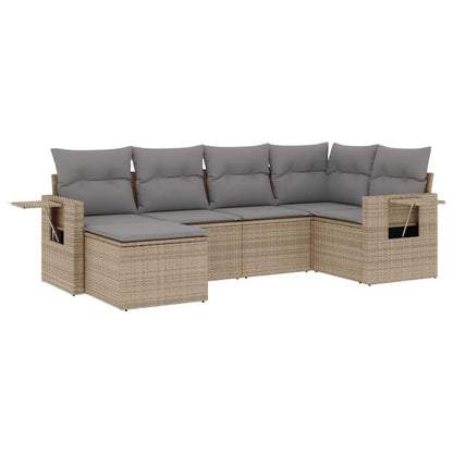 Set Divano da Giardino 6 pz con Cuscini Beige in Polyrattan - homemem39