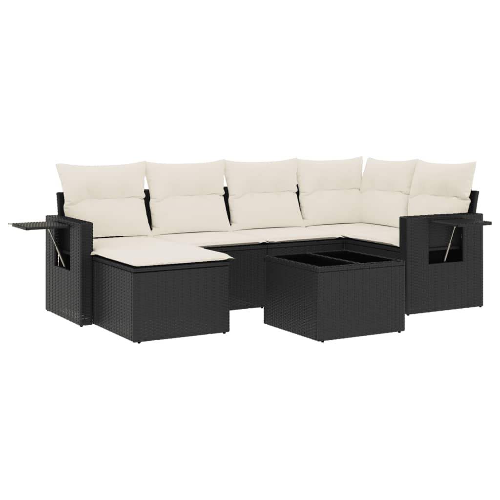 Set Divani da Giardino con Cuscini 7pz Nero Polyrattan - homemem39