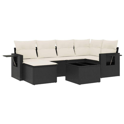 Set Divani da Giardino con Cuscini 7pz Nero Polyrattan - homemem39
