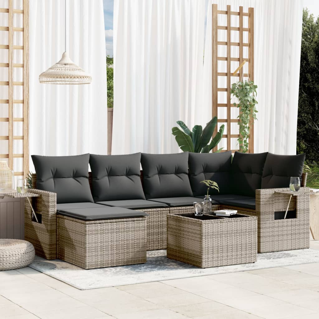 Set Divani da Giardino 7 pz con Cuscini in Polyrattan
