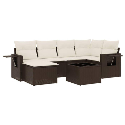 Set Divani da Giardino 7 pz con Cuscini Marrone in Polyrattan - homemem39
