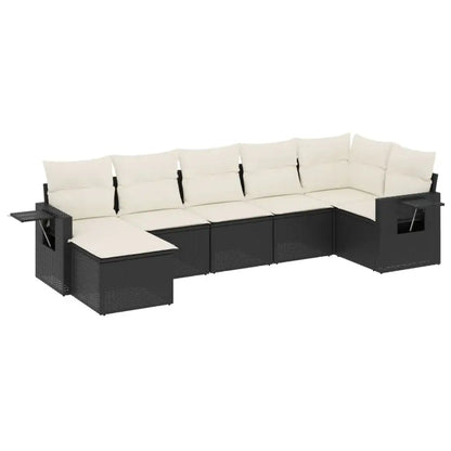 Set Divani da Giardino con Cuscini 7pz Nero Polyrattan - homemem39