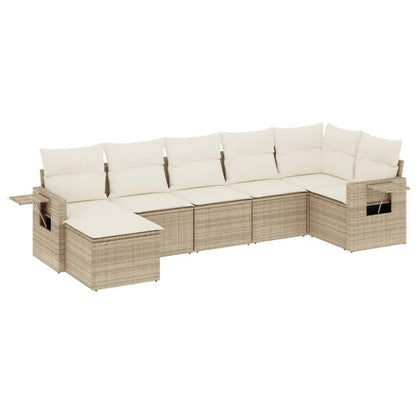 Set Divani da Giardino 7 pz con Cuscini Beige in Polyrattan | homemem39