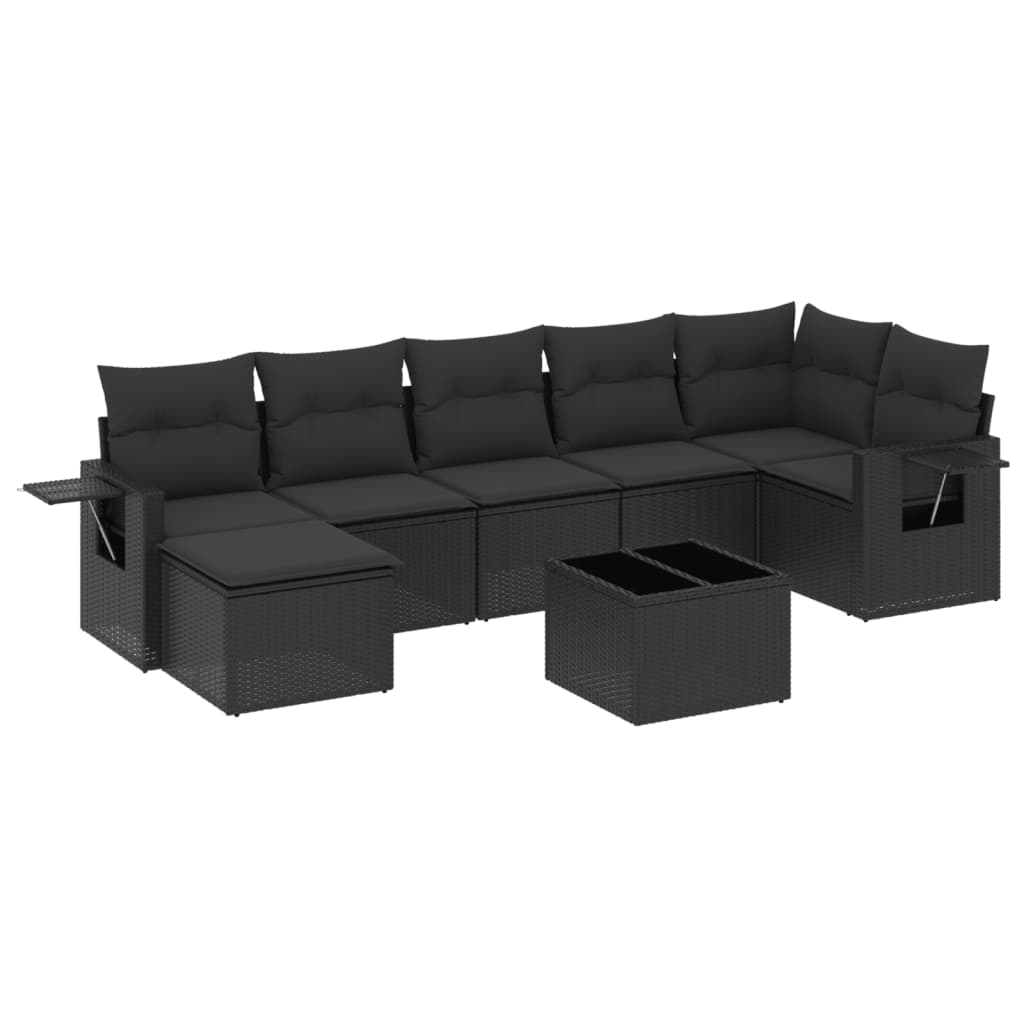 Set Divani da Giardino con Cuscini 8 pz Nero in Polyrattan | homemem39