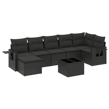 Set Divani da Giardino con Cuscini 8 pz Nero in Polyrattan | homemem39