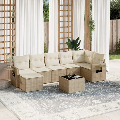 Set Divano da Giardino 8 pz con Cuscini Beige in Polyrattan | homemem39