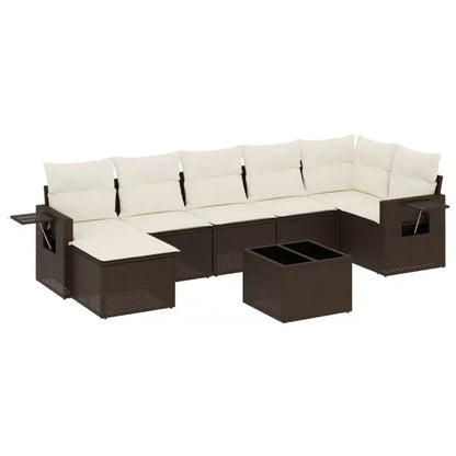 Set Divani da Giardino 8 pz con Cuscini Marrone in Polyrattan - homemem39
