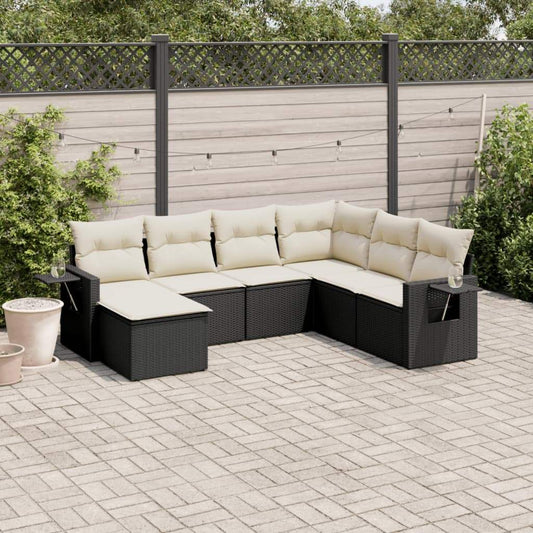 Set Divani da Giardino con Cuscini 7pz Nero Polyrattan - homemem39