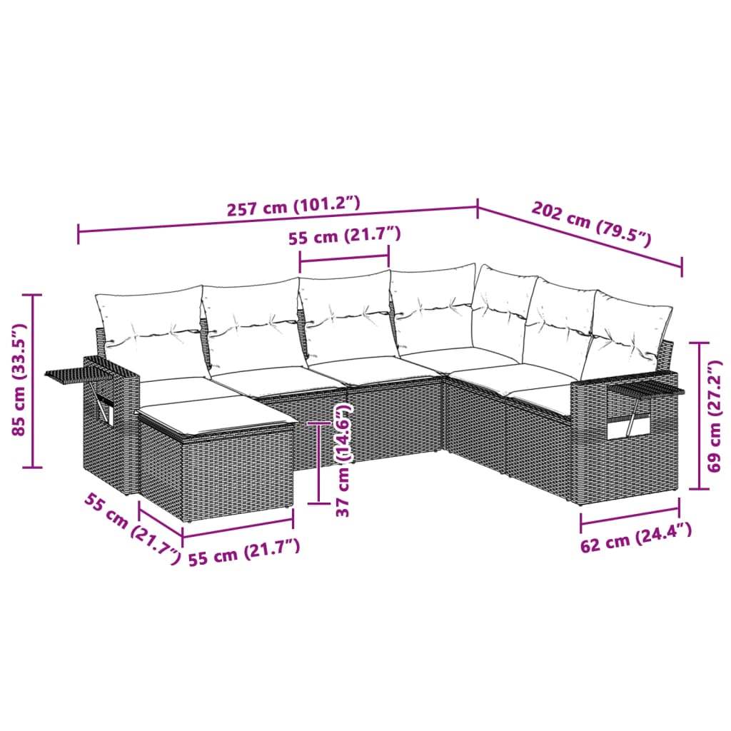 Set Divani da Giardino 7pz con Cuscini Grigio Chiaro Polyrattan - homemem39