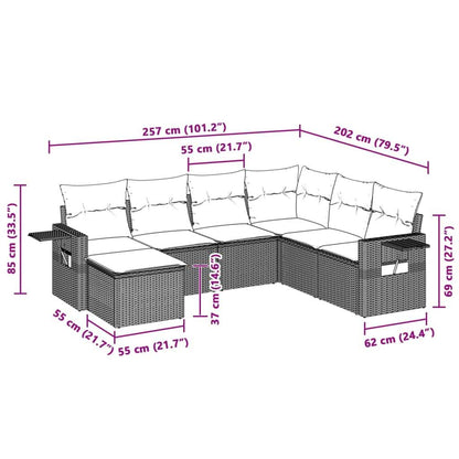 Set Divani da Giardino 7pz con Cuscini Grigio Chiaro Polyrattan - homemem39
