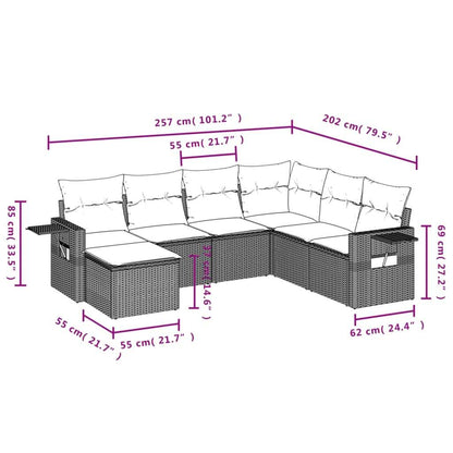 Set Divani da Giardino 7 pz con Cuscini Marrone in Polyrattan - homemem39