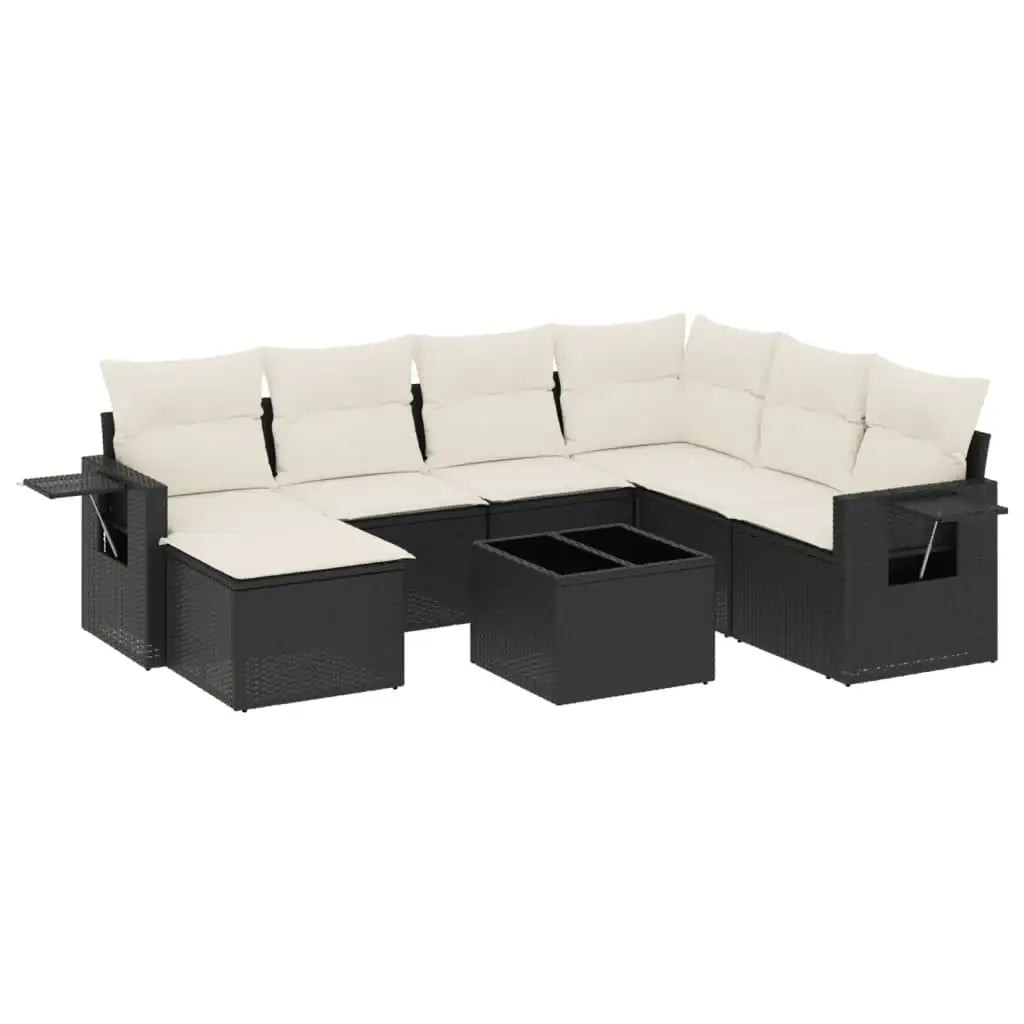 Set Divani da Giardino con Cuscini 8 pz Nero in Polyrattan - homemem39