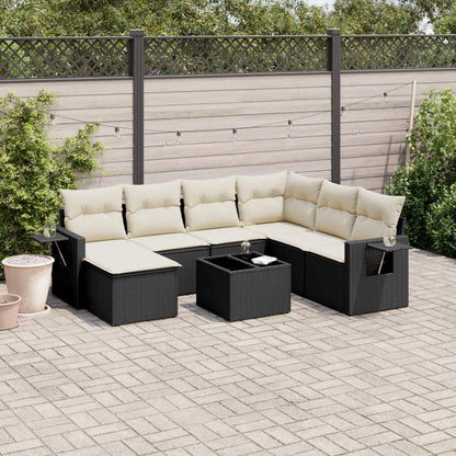 Set Divani da Giardino con Cuscini 8 pz Nero in Polyrattan - homemem39