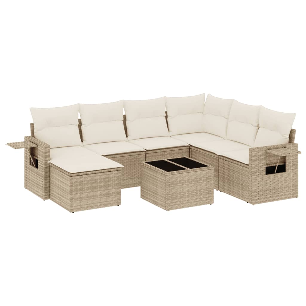 Set Divano da Giardino 8 pz con Cuscini Beige in Polyrattan | homemem39