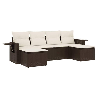 Set Divano da Giardino 6 pz con Cuscini Marrone in Polyrattan - homemem39