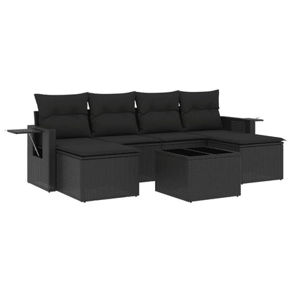 Set Divani da Giardino con Cuscini 7pz Nero Polyrattan - homemem39