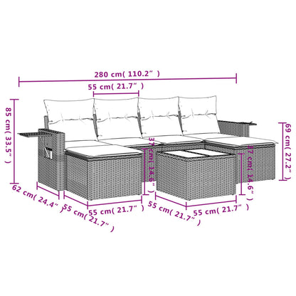 Set Divani da Giardino 7 pz con Cuscini Beige in Polyrattan | homemem39