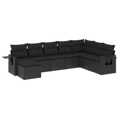 Set Divani da Giardino con Cuscini 8 pz Nero in Polyrattan