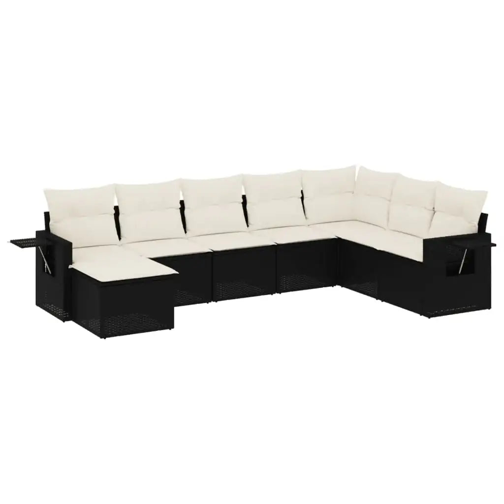 Set Divani da Giardino con Cuscini 8 pz Nero in Polyrattan - homemem39